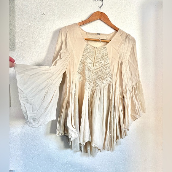Boho Free People Lace Longsleeve Top size S - Picture 2 of 5